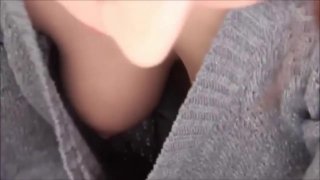 Asian chick with nice boobs caught on downblouse footage