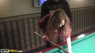 Alvira, Inez and Poly group fuck on the billiard table