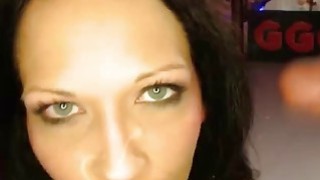 Trying to take all the dicks in her mouth she can. Thumbnail