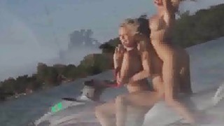 Hot curvy badass babes enjoying reptile wrangling in topless Thumbnail