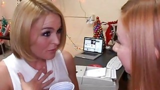 Guy receives his hard rod pleasured by cuties Thumbnail